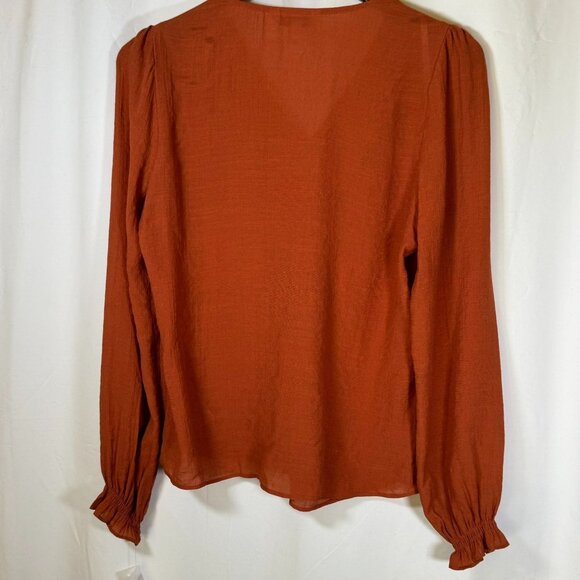 NANETTE Nanette Lepore Gingerbread Long Sleeve Blouse Size Small Casual Top Poly - Picture 3 of 12